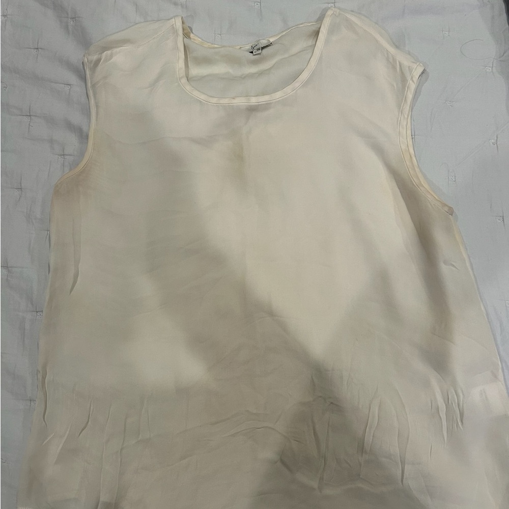 Joie Cream Sleeveless Silk Blouse